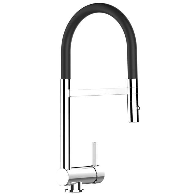 Unterfenster Wasserhahn Vorfenster Umklappbar 6 cm Verchromt Kuechenarmatur mit Schwarz 360 schwenkbarem Auslauf und abnehmbare 2 strahl Handbrause