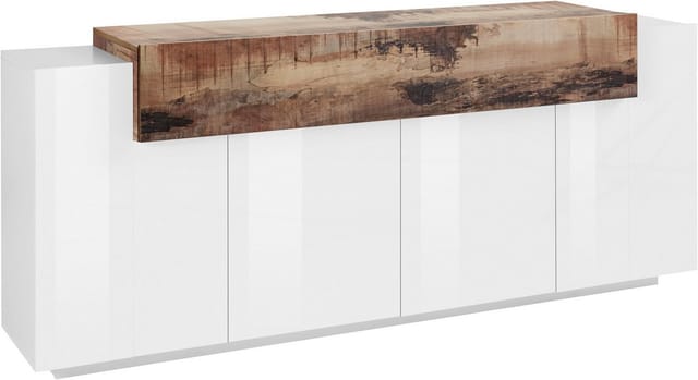 Design-Sideboard weiß Holz 200 cm, 4 Türen, Corona Side