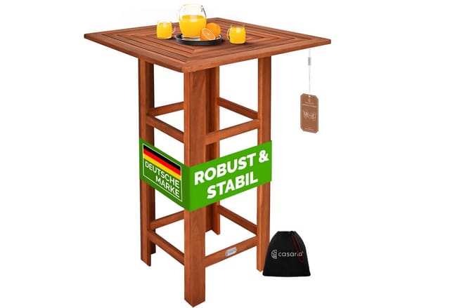 Stehtisch Holz 110 cm Hoch 75 x 75 cm Eckig Massiv Rustikal Indoor Outdoor Bistrotisch Biertisch Gartentisch Partytisch Bartisch - Casaria