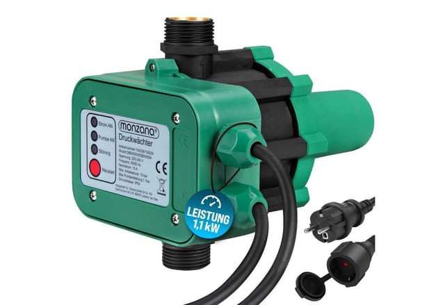Monzana® Druckschalter Wasserpumpe 10 Bar Trockenlaufschutz Pumpensteuerung Hauswasserwerk Druckwächter Gartenpumpe Drucktaster mit Kabel