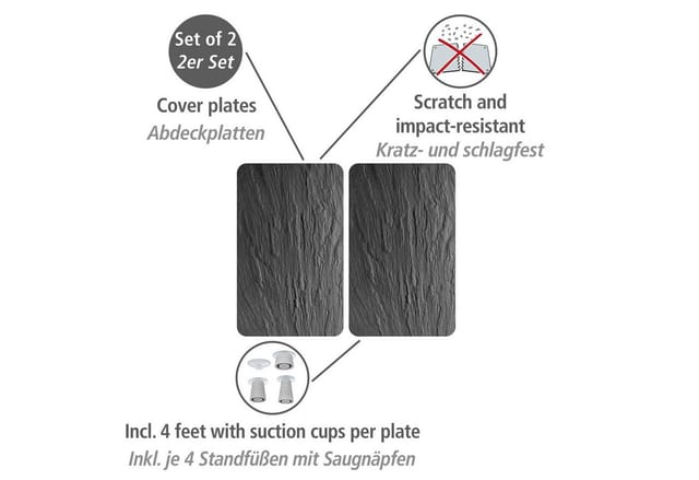 Glasabdeckplatte für den Ofen slate xl - 2 Stück Wenko