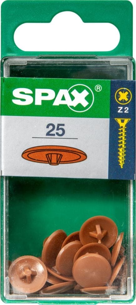 Spax - Kunststoff-Abdeckkappen für Kreuzschlitz Z2, rehbraun, 25 Stück - 4000002121031