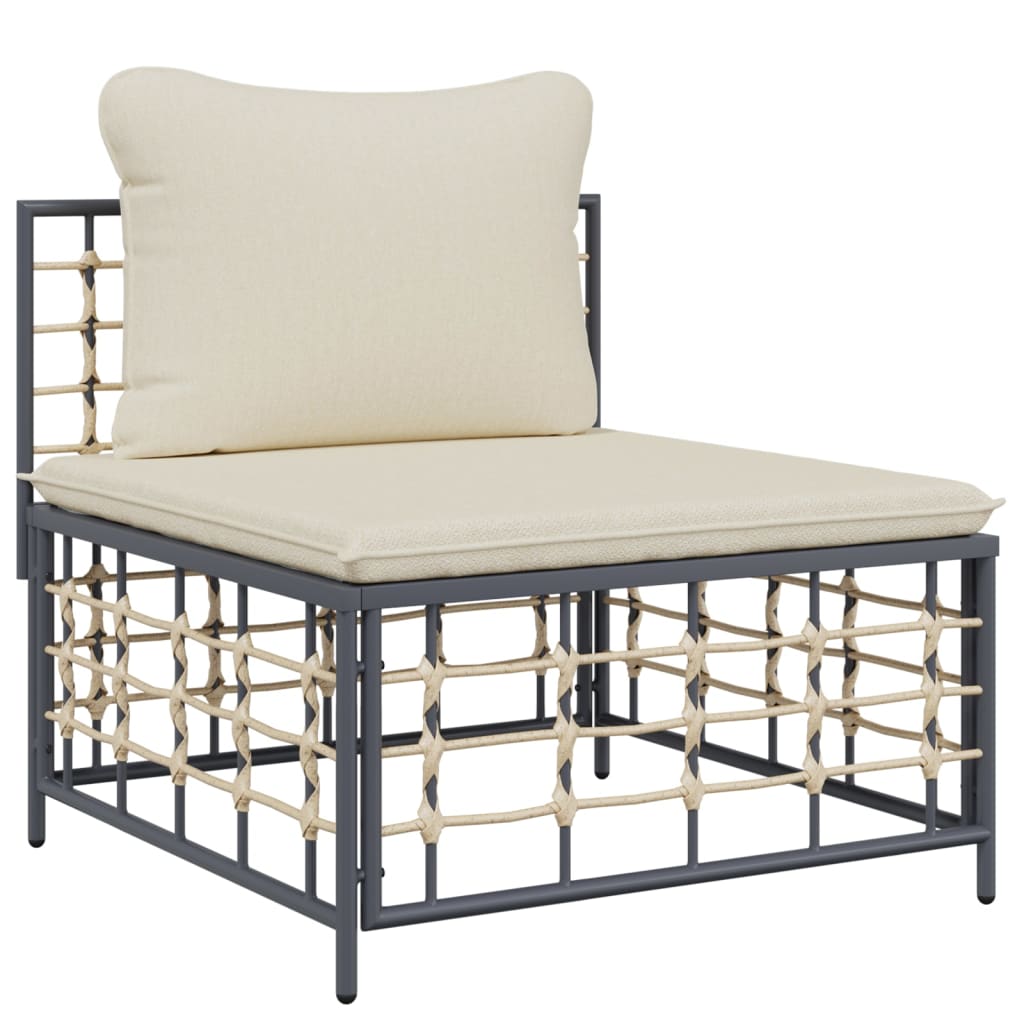 Maison Exclusive - Garten-mittelsofa Mit Beige Kissen Poly Rattan