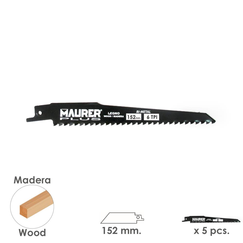 Sägeblatt Für Säbelsägeholz 152 Mm. - 6 Tpi Typ Bosch (5 Stück)