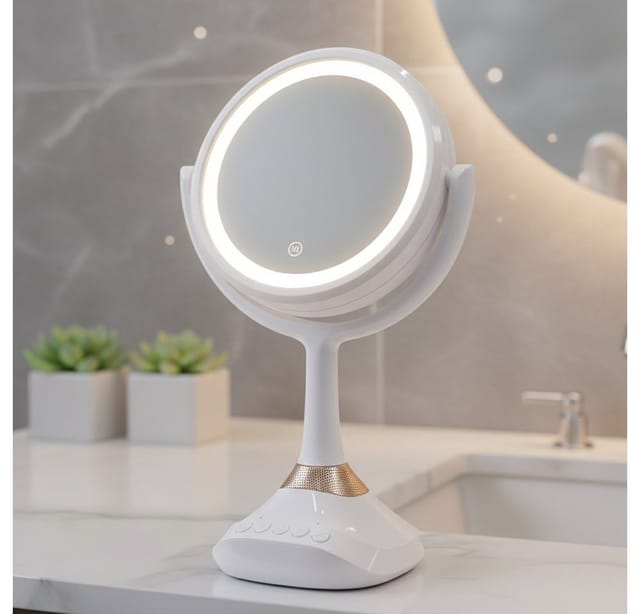 Mucola - Kosmetikspiegel 1- und 5-fach Vergrößerung led Beleuchtung Bluetoothlautsprecher Rasierspiegel Spiegel Badezimmer Tischspiegel Beleuchtet