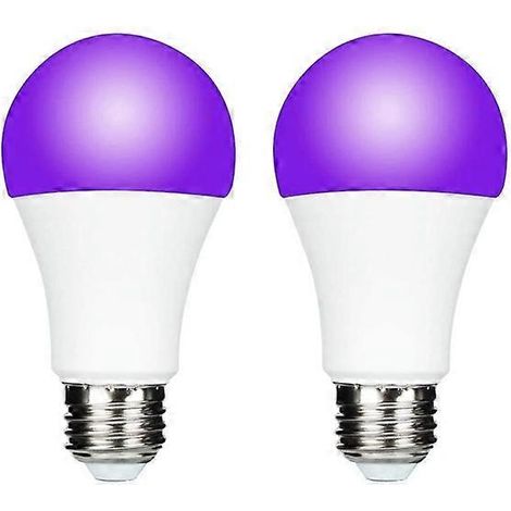 Packung Mit 2 Violetten 9w Uv-led-lampen Mit E27-sockel Für Stimmungsvolle Beleuchtung.