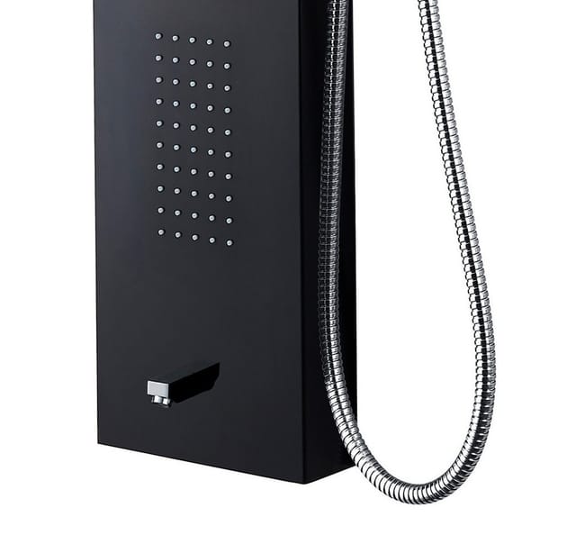 Aloni - Duschpaneel Duschsäule 5 Funktionen mit Thermostatventil schwarz 160x20x6,5 cm