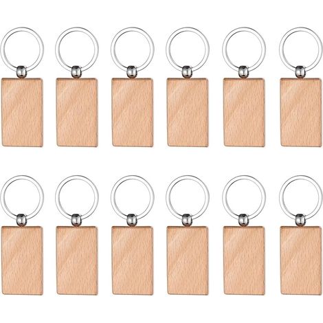 12 Leere Holzschlüsselanhänger, Diy-schlüsselanhänger Zum Bemalen Und Dekorieren.