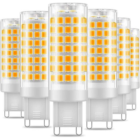 G9 Led-lampe, Flimmerfrei, 7 W, Warmweiß (3000 K), 650 Lm, Energiesparend, Entspricht 60 W Halogenlampe, 360° Abstrahlwinkel, 220–240 V Wechselstrom – 6er-pack