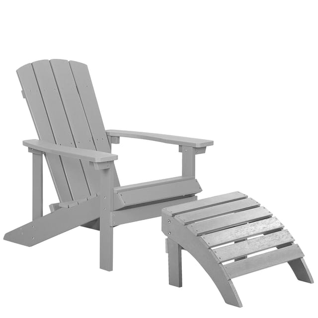 Gartenstuhl ADIRONDACK mit Fußstütze Hellgrau
