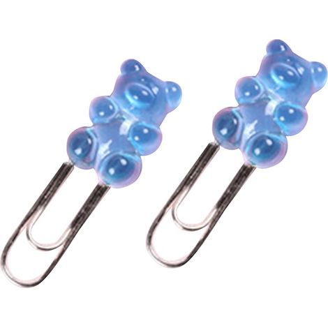 Packung Mit 10 Niedlichen Kleinen Bären-lesezeichenklammern Zum Befestigen Und Auffinden Von Lesezeichen, Blau.