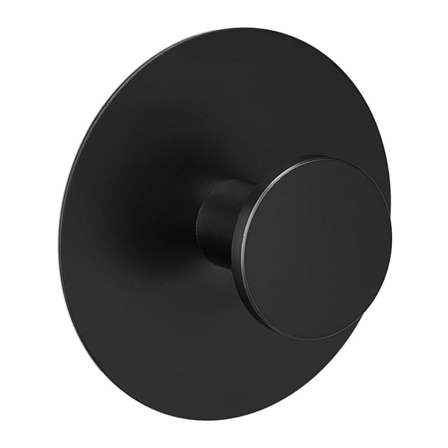 Relaxdays - Haken selbstklebend, 4er Set, Edelstahl, ø 5,5 cm, Wandhaken ohne Bohren, Klebehaken Bad & Küche, schwarz