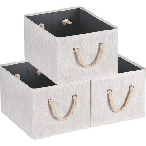 Aufbewahrungsbox, Aufbewahrungswürfel, Aufbewahrungsschublade, Aufbewahrungskörbe Mit Baumwollseilgriff, 3er-set, Beige