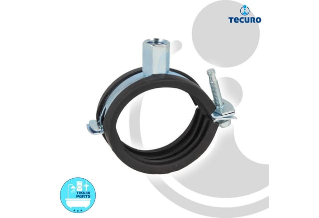 Tecuro - Einhand Schraubrohrschelle, M8/M10, verzinkt mit Schallschutzeinlage 12-16 mm