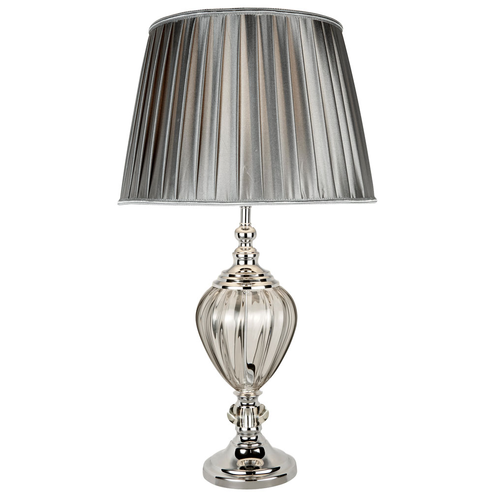 Chrom Tisch Leuchte Wohn Schlaf Zimmer Lese Nacht Licht Stoff Lampe Im Set Inkl. Led Leuchtmittel