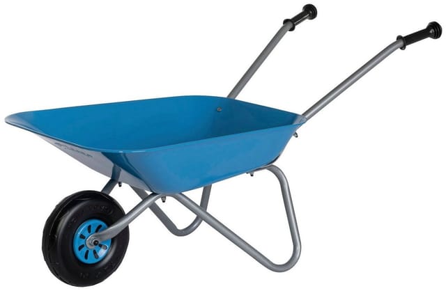 Rolly Toys - Metallschubkarre silber/blau ab 2,5 Jahren, Kinderschubkarre, 25 kg
