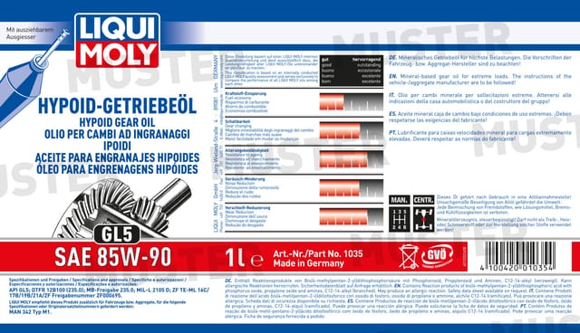 Liqui Molly Hypoid-Getriebeöl (GL5) SAE 85W-90 1 L