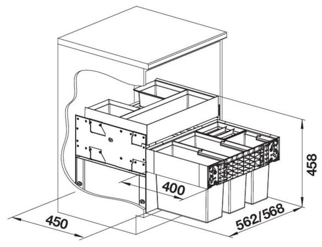 Select - Einbaumülleimer, geteilt, Volum 42 l 526211 - Blanco