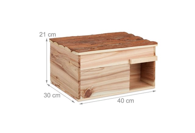 Igelhaus, Holz, Igelhotel mit Boden, katzensicher, Winterquartier für Igel Garten, hbt: 21 x 40 x 30 cm, natur - Relaxdays
