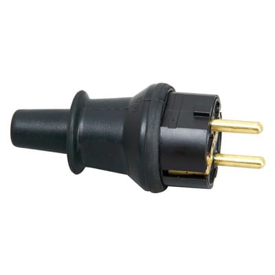 Kopp - Schutzkontakt-Stecker 173016008 groß, mit Knickschutz, schwarz