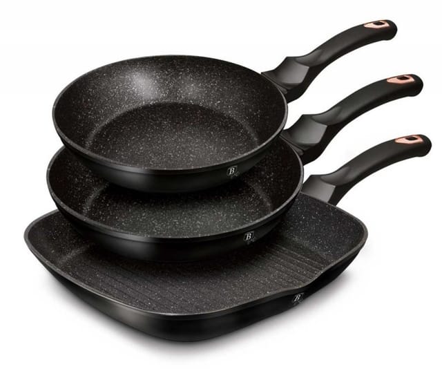 3er-Set Granitpfannen Berlingerhaus Black Rose BH-6156