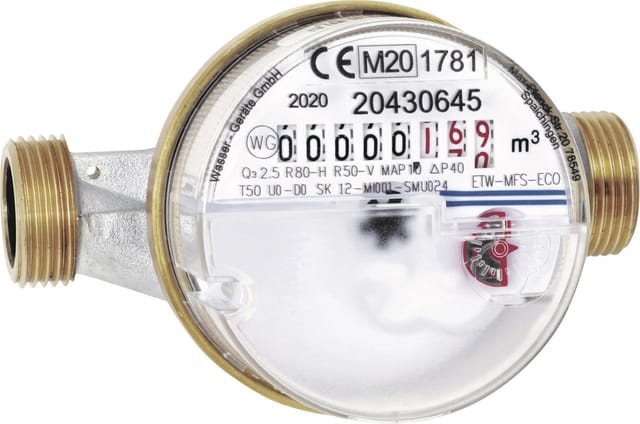 Wasser Gerate - Wohnungswasserzähler Eco Qn 1,5 - 1/2 x 80 mm - warm Eichung 2024