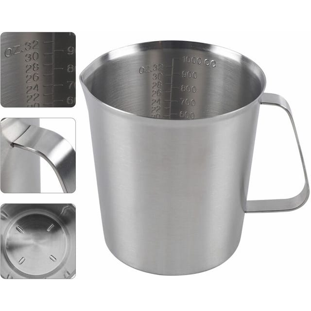 Senderpick - 1000ML Messkanne zum Backen von Tee in der Küche mit Waag 304 Edelstahl-Messbecher Großer Krug (ml und oz Doppelte Skala)