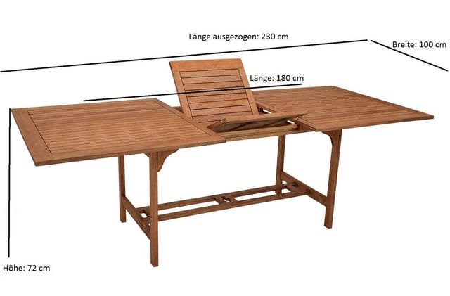 Degamo - Ausziehtisch 180/230x100cm, Eukalyptus geölt, FSC®-zertifiziert