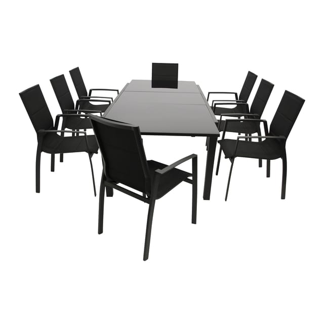 Garnitur elba 9-teilig, Aluminium + Kunstgewebe schwarz