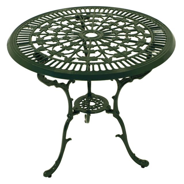 Tisch in Jugendstil Optik 70cm rund, Aluguss dunkelgrün
