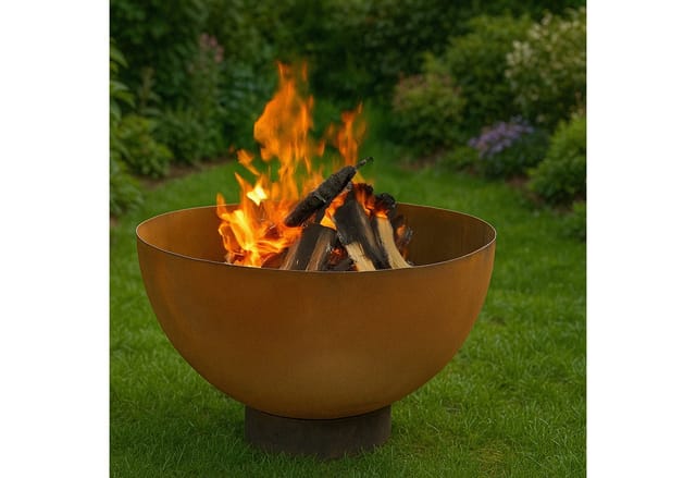 Feuerschale mit Grill ø 60 cm, Rostoptik, Feuerplattengrill, Outdoor Feuerstelle - Bbq-toro
