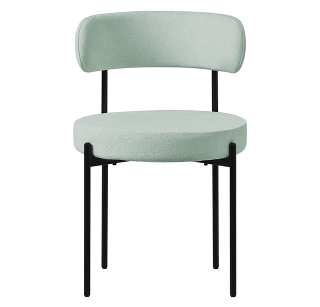 ML-Design Esszimmerstühle 4er Set, Küchenstuhl aus Teddystoff Grün, Wohnzimmerstuhl mit Rückenlehne, Polsterstühle mit schwarzen Metallbeinen,