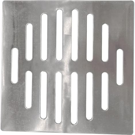 Abflussabdeckung Aus Edelstahl, Quadratisch, 15 Cm, 14 Löcher, Silberfarben