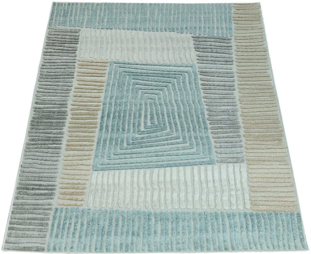 Paco Home - In- & Outdoor Terrassen Teppich Geometrisches Design Pastell Braun Beige Grau 80x150 cm