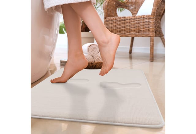 Paco Home - Badezimmerteppich Badematte Badteppich Badvorleger Flauschig Memory Foam 3D 50x80 cm, Creme 3