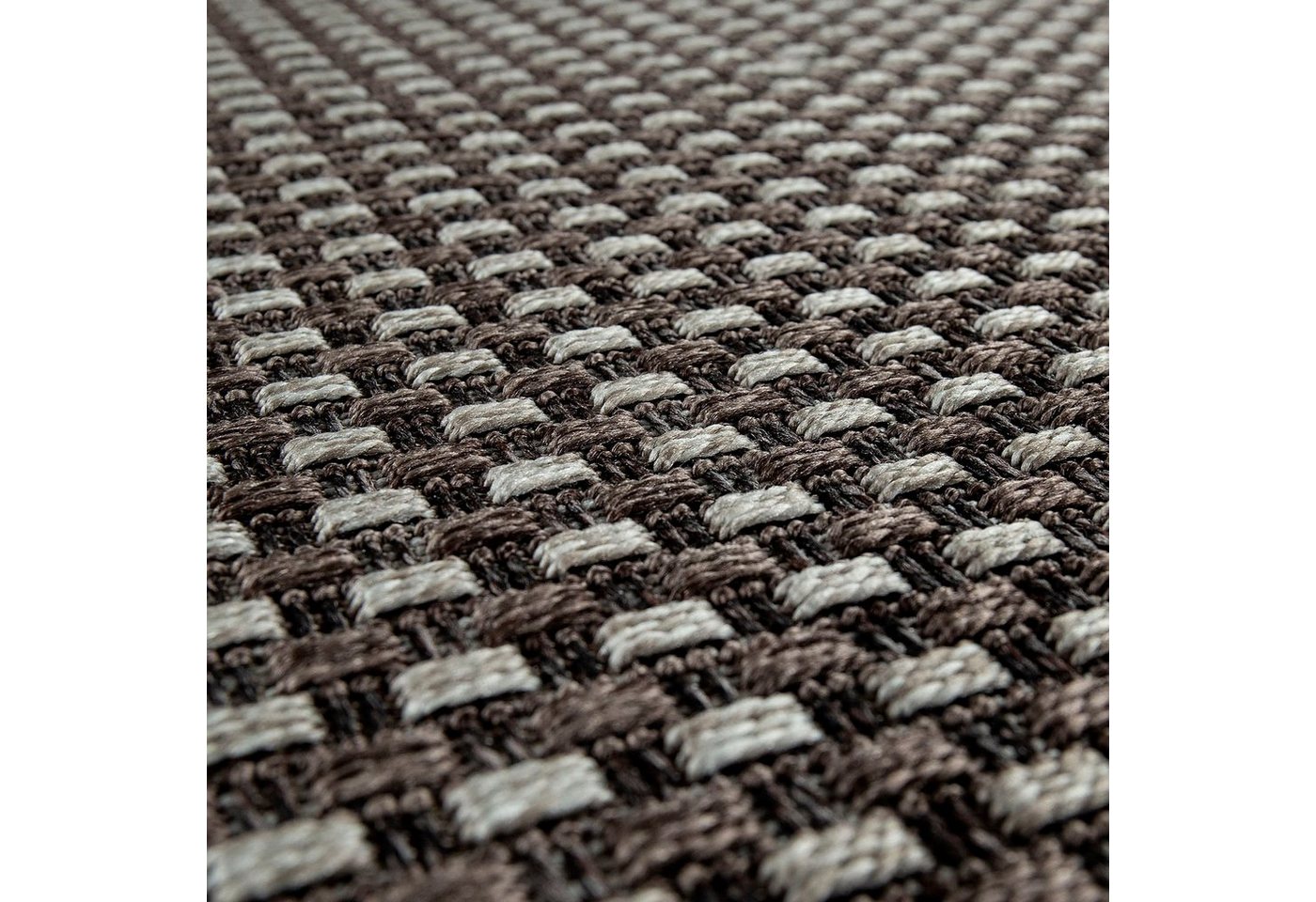 Paco Home In- & Outdoor Flachgewebe Teppich Sisal Optik Natürlicher Look Uni Braun Grau 120x170 cm