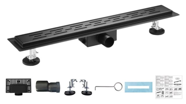 06-70-B Duschrinne 70cm aus Edelstahl black matt, sterfput Duschrinne, höhenverstellbar 98-142mm - Bc-elec