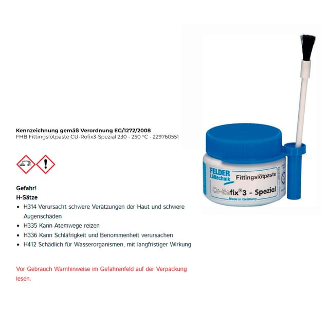 Cu-Rofix 3-Spezial' Fittingslötpaste Inhalt 250 g - Felder
