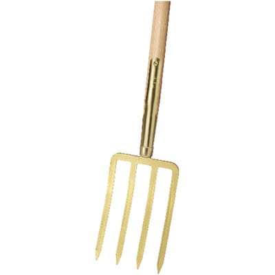 Spaten Spatengabel mit Stiel gold mit 4 Bajonettzinken - Ideal