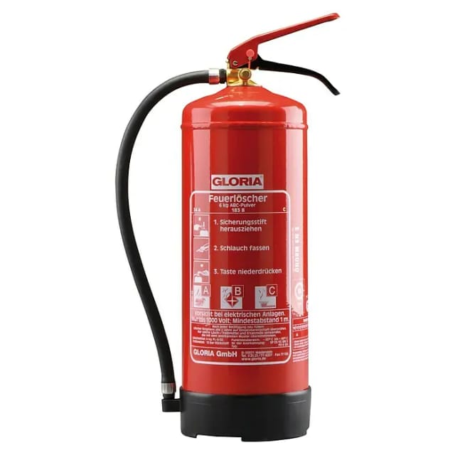 Pulverfeuerlöscher pd 6 g a 6kg m.Dauerdruck Brandkl.34 a 233 b c m.Wandh. Gloria