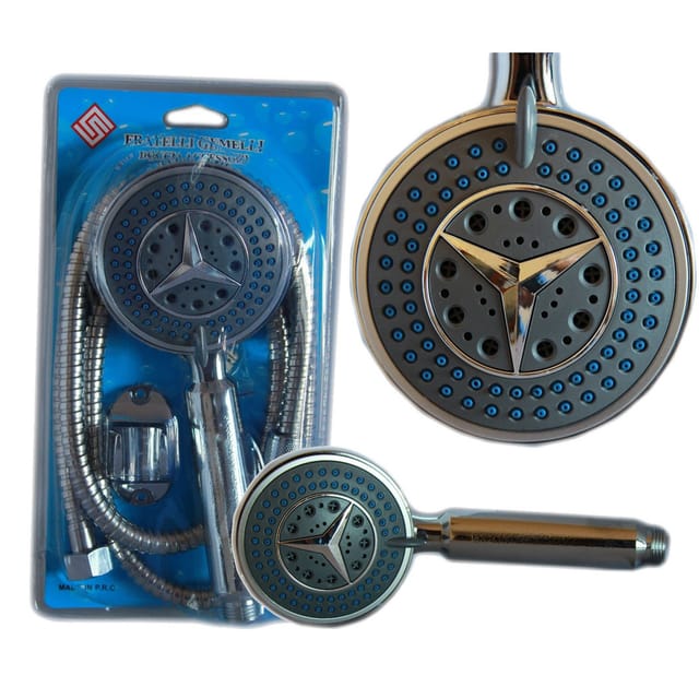 Trade Shop Traesio - Trade Shop - dusche brausekopf chrom 3 düsen flexibler schlauch 1,5MT wandhalterung -
