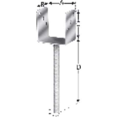 Pfostenträger Pfostenanker U-Form mit Dolle verzinkt 101x100x200 mm