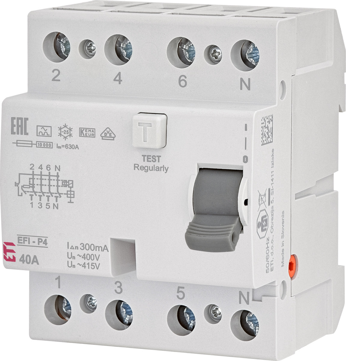 Eti Fehlerstromschutzschalter Efi-p4 A 40/0.3ma N Rechts