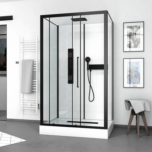 Dusche Komplett Marwell Komplettdusche Fertigdusche White Rectangle 90 x 115 x 215 cm - Komplett Set inkl. Duschwanne und Armatur - Duschkabine mit
