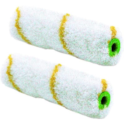 Nölle Profi Brush - Kleinflächenwalze Gelbfaden ø 15 mm, 10 cm lang, 2er-Set Florhöhe 12 mm, Steckbügel-System 6 mm