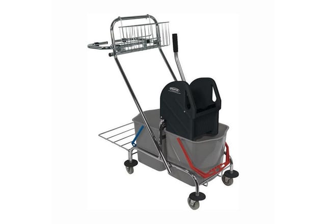 Certeo - Sprintus Reinigungswagen Eimer 2 x 17 l, Presse, Ablagekorb - 301081