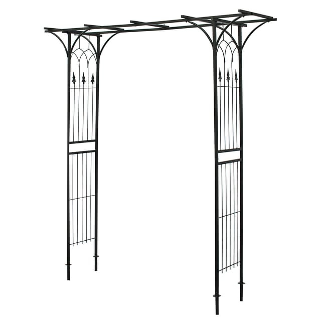Wiltec - Rankgitter Rosenbogen 205 x 50 x 208 cm, Rosenspalier aus Stahl, Rankhilfe in Schwarz, Pflanzgitter für Rosen, freistehende Gartendeko