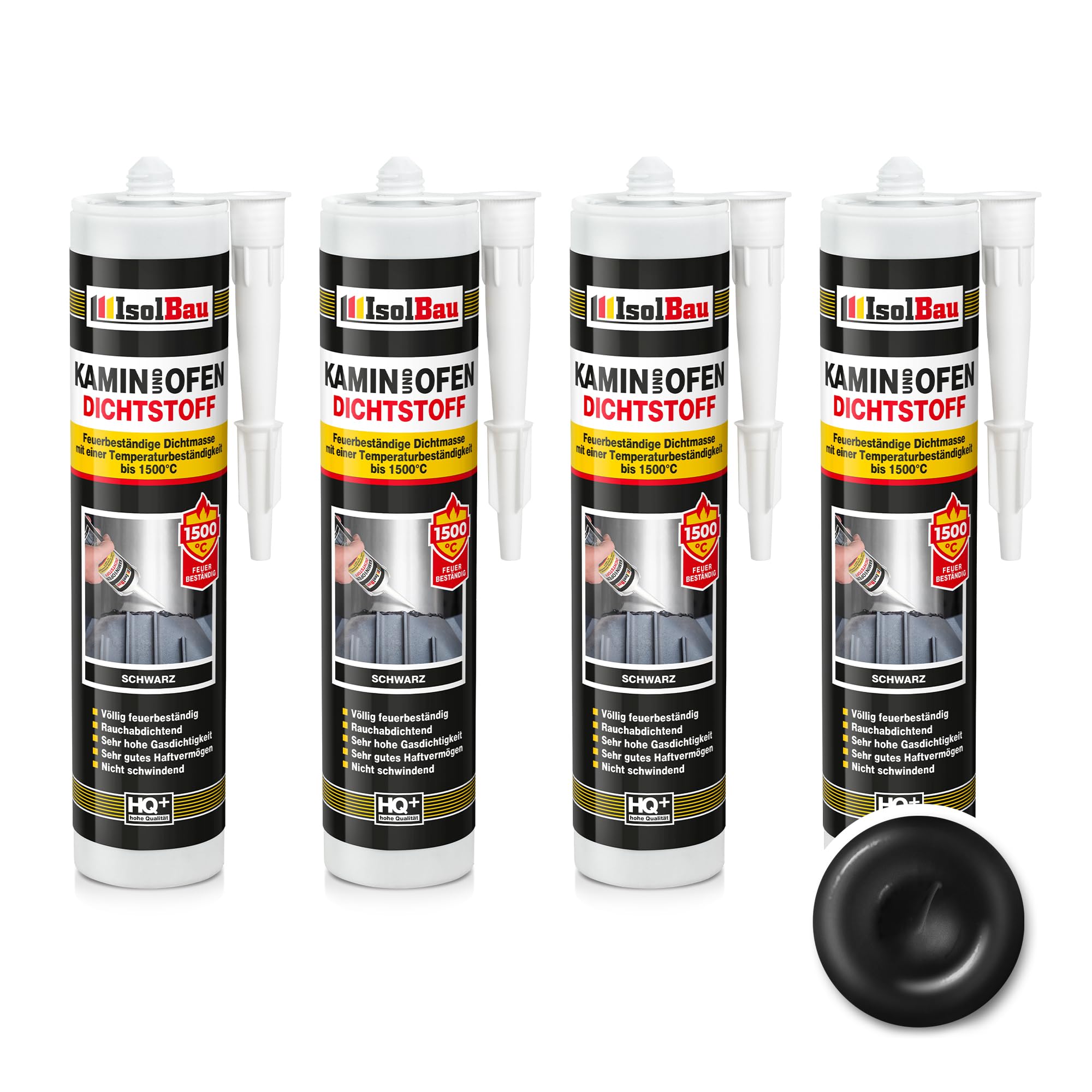 Kamin Ofen Dichtstoff 1500°c Schwarz 1-48 X 300ml Hochtemperatur Dichtmasse