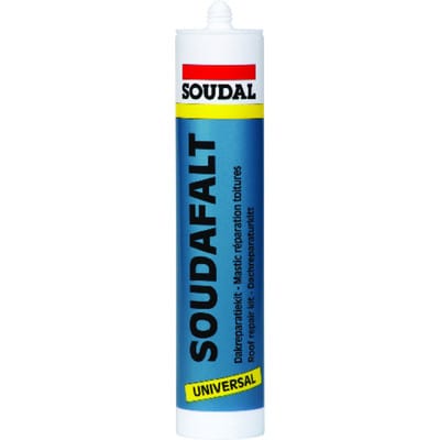 Soudal - Bitumen Dichtmasse Soudafalt für bituminöse Untergründe, Bitumenkleber ideal zur Notfallreparatur, 310ml schwarz