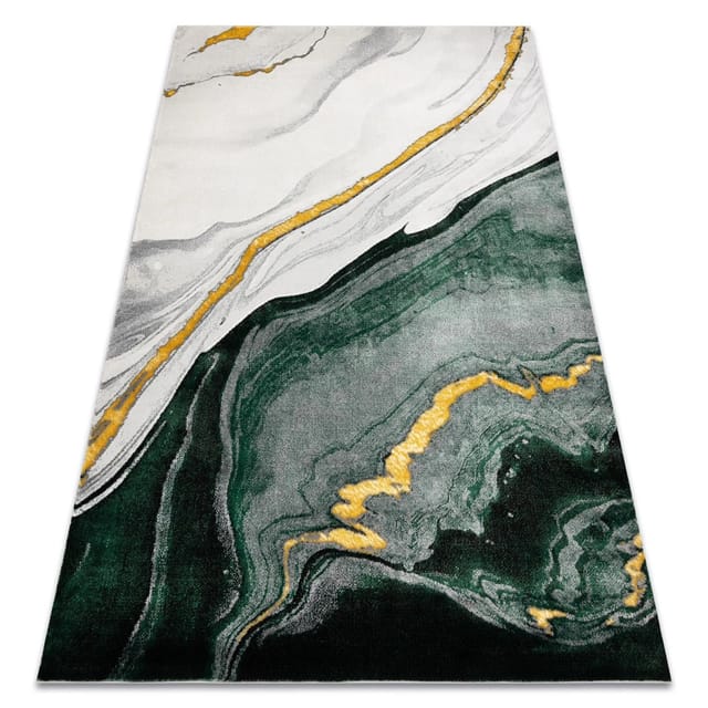 Exklusiv emerald Teppich 1017 glamour, stilvoll Marmor Flaschengrün / gold green 80x150 cm